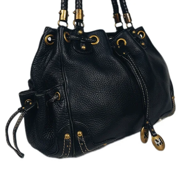 STUNNING! Michael Kors Iconic Vintage Leather Satchel w/Brass & Woven Handle